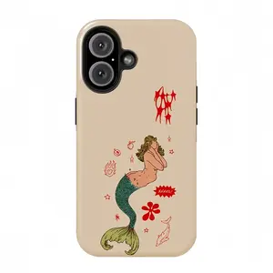Vintage tattoo mermaid phone case, suitable for iPhone17, 16, 15, 14, 13,12, Pro max plus, smartphone case, shockproof, protective case, outer case, double-layer protective case, gift option