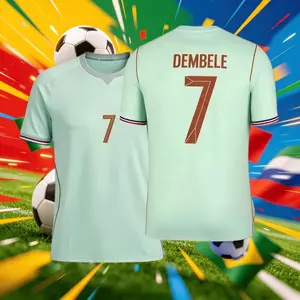 It has the France team crest 2026 France National Away 10# Mbappé 7# Dembele Short And Long Sleeve Soccer Jersey Fans Version Breathable