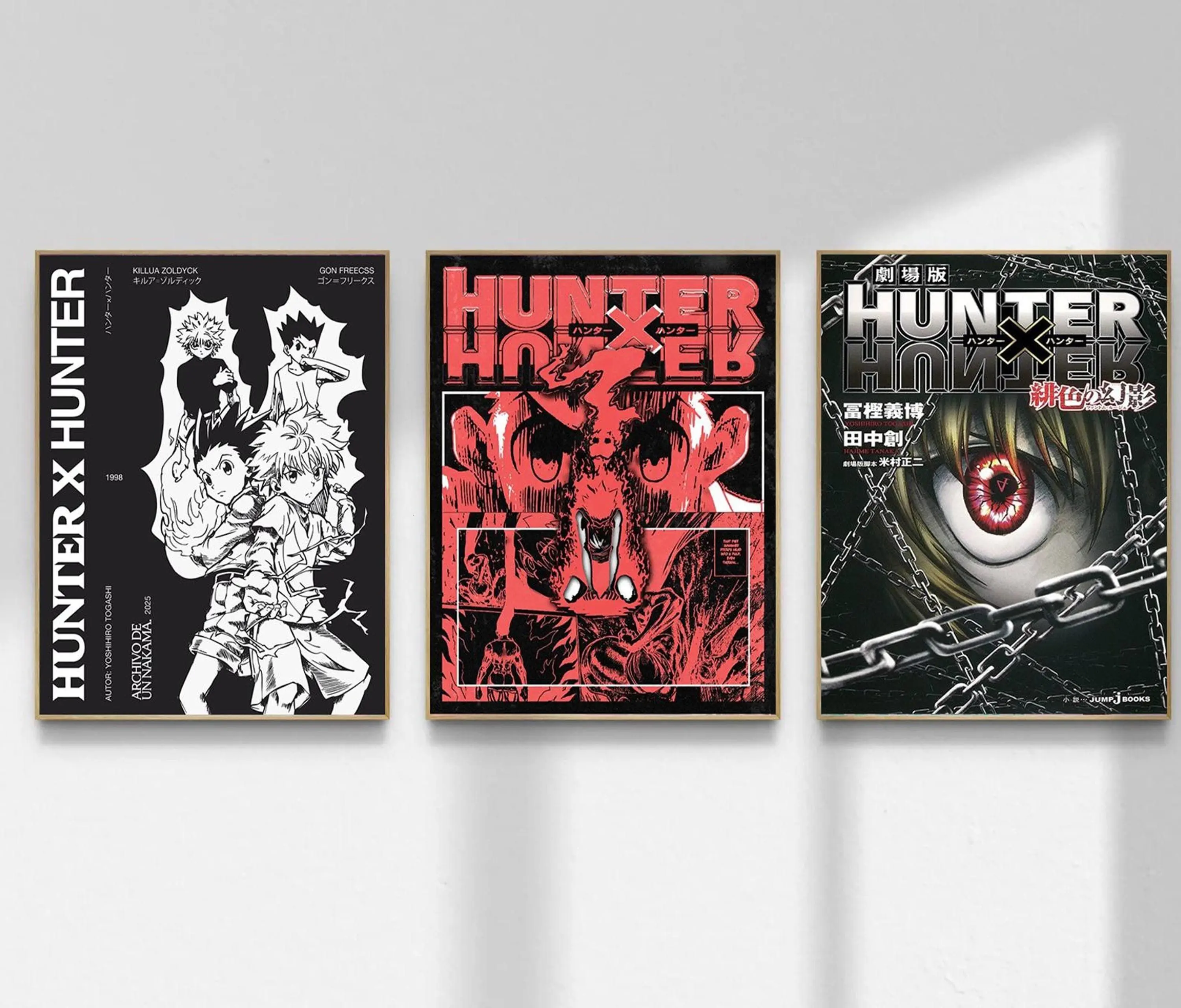 Hunter x Hunter Poster Set of 3, Anime Manga Wall Art, Gon Killua Print, Japanese Anime Room Decor, Otaku Gift, Dark Aesthetic Artwork