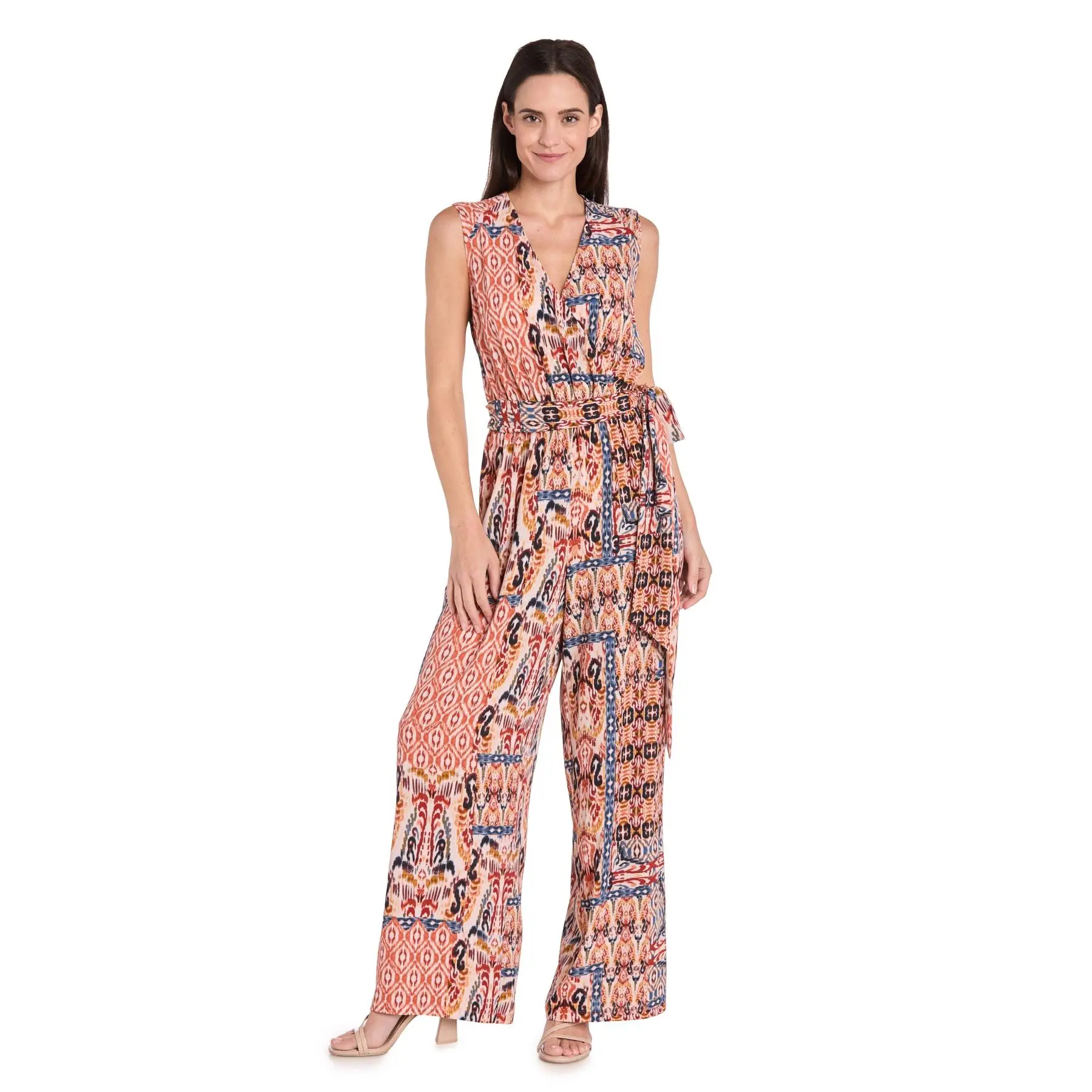 Copper & Denim Patterned Cross-Over Jumpsuit