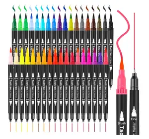 36 Colors Dual Tip Art Markers Pens for Kids Adult Coloring Books, Artist Fine & Brush Tip Coloring Markers Drawing Pen for Journaling Note Taking Lettering Calligraphy Craft Art Supplies Set