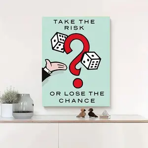 Trendy Graffiti Wall Decor, Monopoly‑Themed Canvas Print with "Time Is Money" Design, Eco‑Friendly Fade‑Resistant & UV‑Protected Art for Living Room & Office Decoration