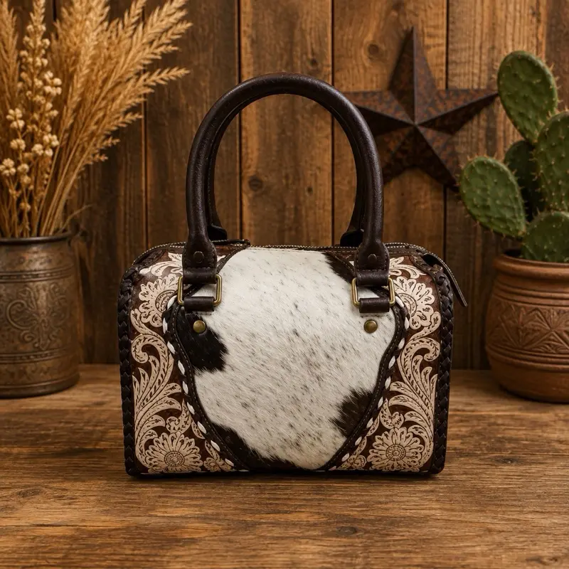 Medium Brown and Ten Tooled Leather with Cowhide Speedy