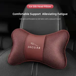 1Pcs Car Seat Headrest Ice Silk Neck Pillow Support Soft Pad For Jaguar F-Pace F-Type XF XJ XE I-Pace E-Pace XEL XFL S-Type XFR XKR X-Type