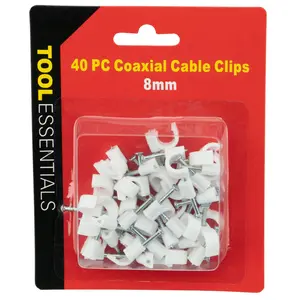 WorldWide Sales Online Tool Essentials 40-Pack Coaxial Cable Clips with Nails – Secure and Organize Your Cables with Eas