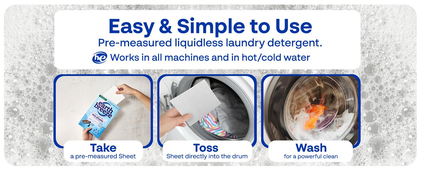 Earth Breeze Eco-Friendly Laundry Detergent Sheets: Fresh Scent, Plastic-Free, 60 Loads, Hypoallergenic, Powerful Clean