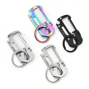 4-in-1 Compact Stainless Steel Keychain Tool - Keychains with Letter Opener, Hex Wrench, Ruler, Bottle Opener, Everyday Carry Pocket Gadget Accessory