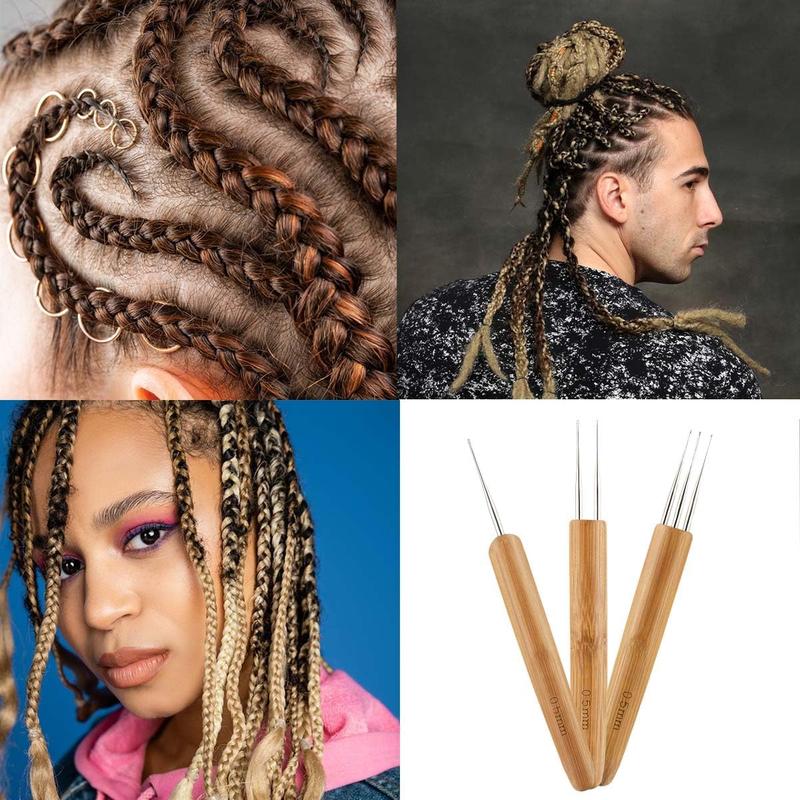 3 count Dreadlock Crochet Hooks - Dreadlock Crochet Hook Tool for Hair Locs & Dread Braids - 0.5Mm Braid Craft Weaving Crochet  with Interlocking Tool