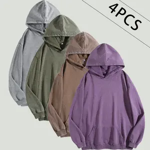 1/4 set oversized acid-washed hoodie, unisex heavyweight hoodie, suitable for fitness and workouts, retro wash, popular street style hoodie.