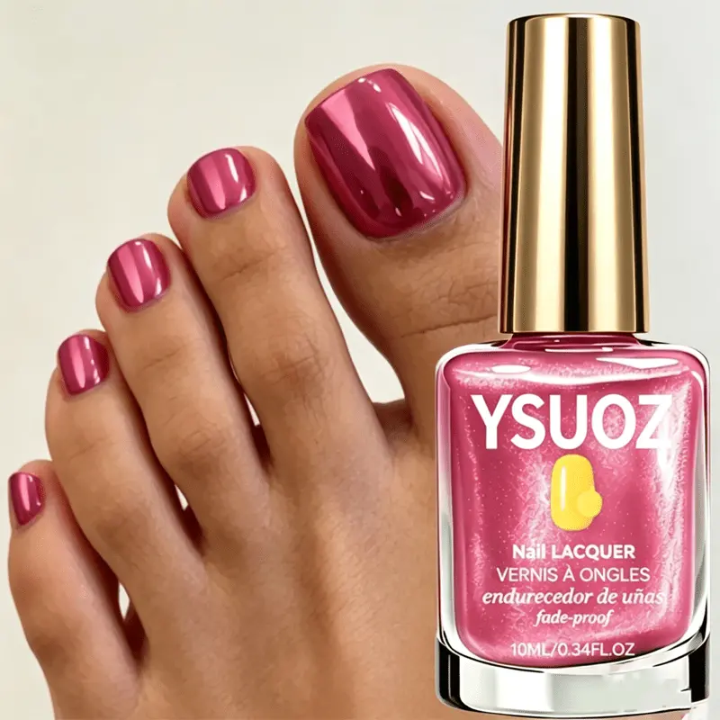 Raspberry Rose High-Gloss Nail Strengthener - Natural Base, Quick Drying, Lamp-Free Cure, Long-Lasting, Brightening Effect; Y2K Style; Suitable for Hands & Ft; Ideal for Busy Days, Summer Beach Trips