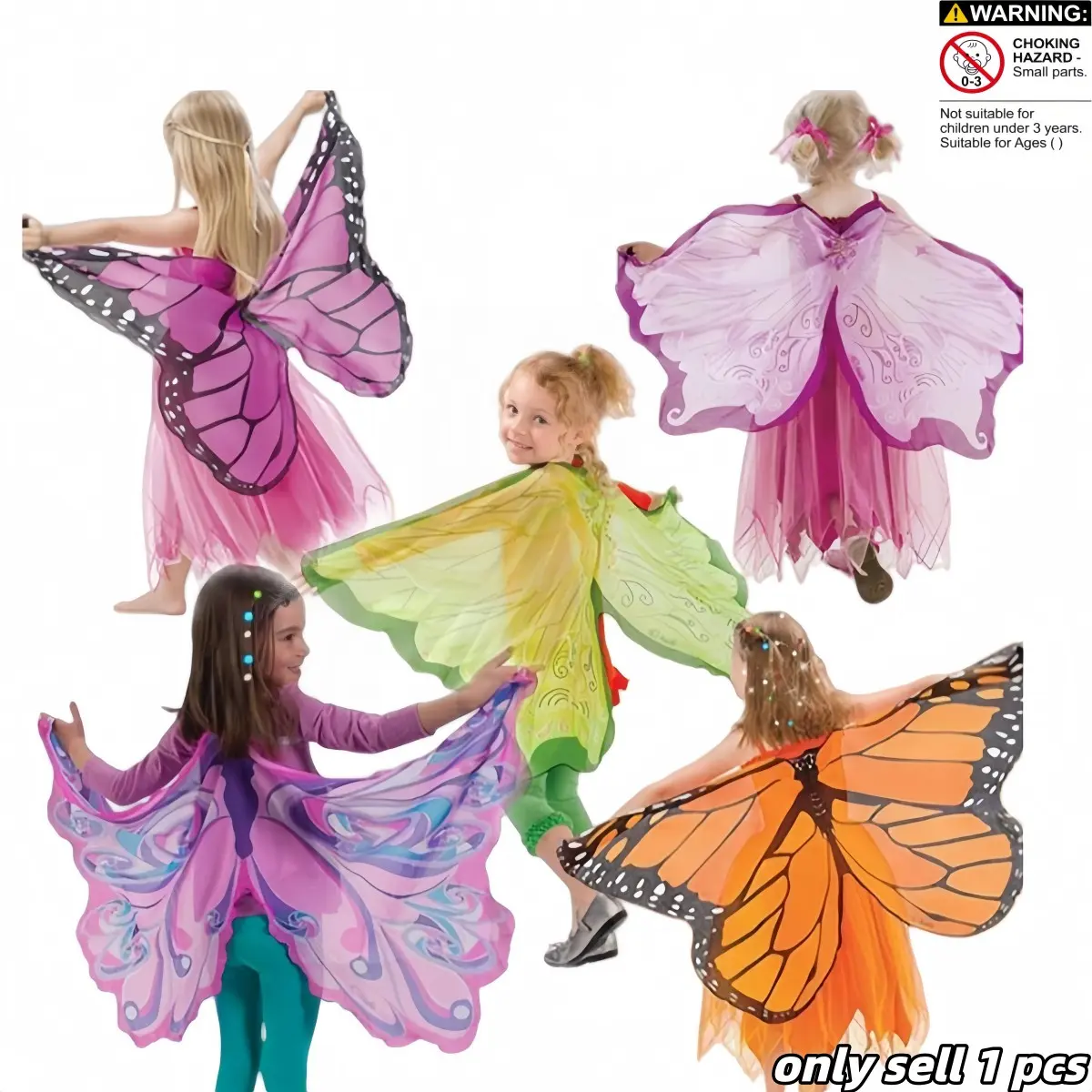 Butterfly Wings Fairy Costume Cosplay Role Play Toy, Cape Puppet Toy, Festival Birthday Party Stage Performance Dress-Up, Perfect Gift