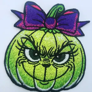 She Pumpkin Head Iron On Embroidery Patch