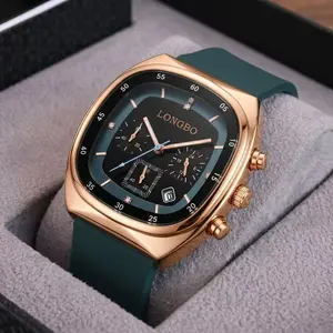 Modern unisex open-face wristwatch – water resistant, luminous display, Light luxury diamond studded design, silicone soft strap, three eye timing multifunctional dial, black cool square shell Suitable for daily dressing, business and leisure tiktokshopsp