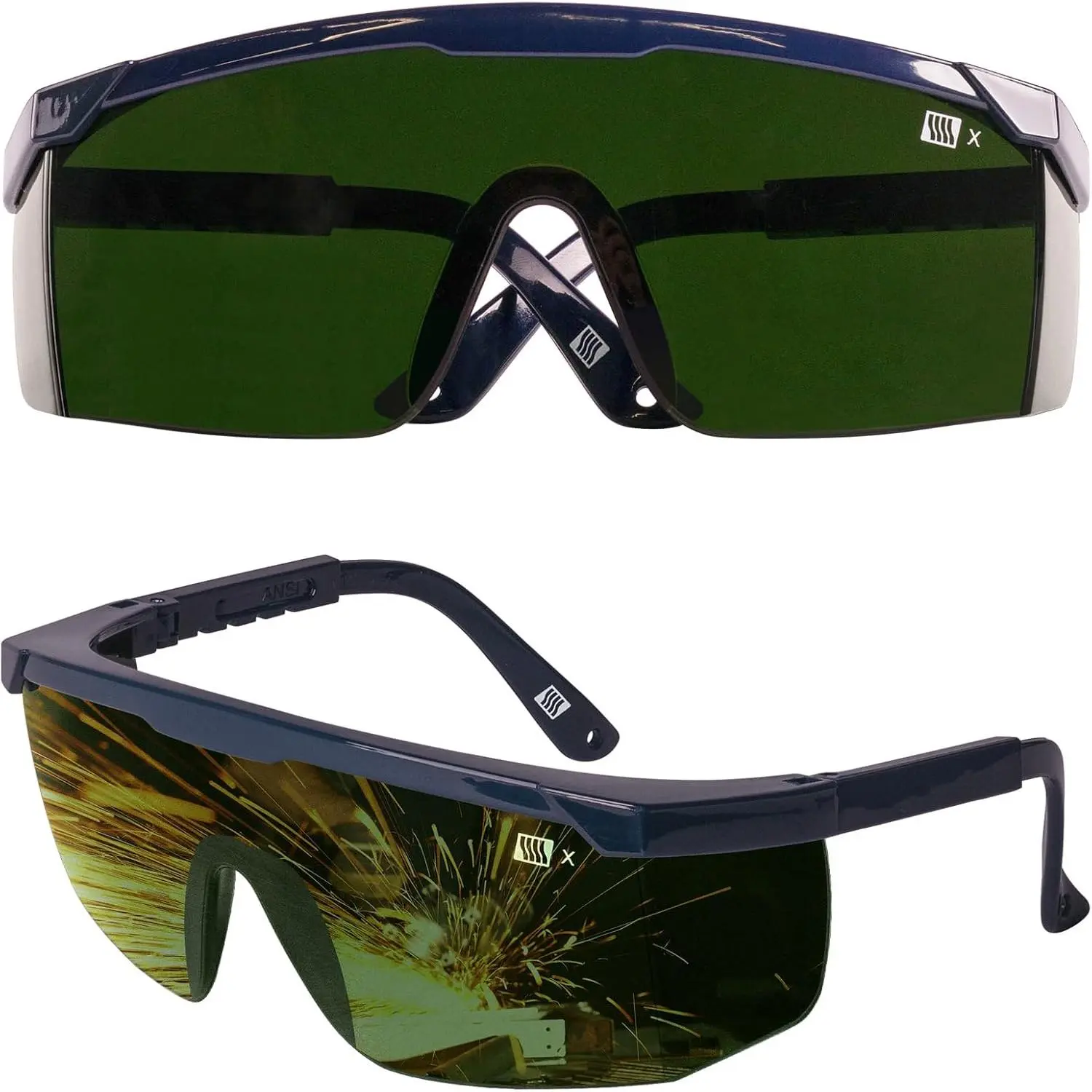 Polycarbonate Welding & Brazing Safety Goggles, ANSI Z87.1 & CSA Compliant, IR Filter Shade 5.0 Lens, Wrap-Around Design, Scratch-Resistant, Impact-Resistant, UV Protection (99% Protection from UV Rays), Double-Sided Antifog, Adjustable Temple Arms