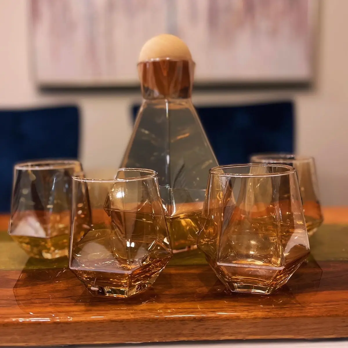 5pc Decanter  Drink Set Drinkware Stylish Charcoal