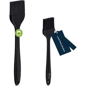 600? Heat Resistasnt Basting Brushes,   Pastry Brush, Spread Oil Butter Sauce Marinades for BBQ Grill Barbecue Baking Kitchen Cooking Dishwasher Safe (Black 2)