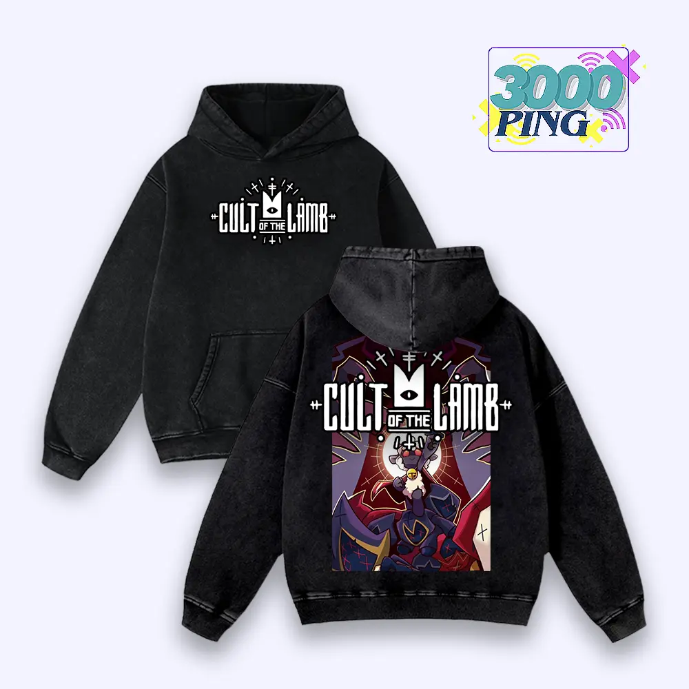 Cult of the Lamb Hoodie & T-Shirt Crusader Graphic, Vintage Acid Wash Apparel, Indie Roguelike Merch, The Lamb Pullover, Unisex Cotton Top