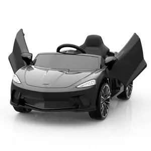 Ride On Car for Kids 12V Battery Powered Sports Car with 2 Speeds, Parent Control, Sound System, Led Headlights and Hydraulic Doors,Black