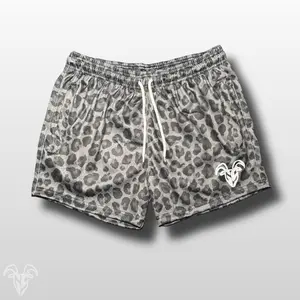 Goat Strength Leopard Print Mesh Shorts – 5” Inseam Athletic Shorts with Zipper Pockets for Gym, Pickleball, Running & Everyday Wear