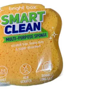 Bright Box Smart Clean Multi-Purpose Sponge - Heavy Duty & Super Absorbent - Non-Scratch - Durable Long Lasting Cleaner