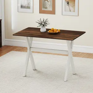 COSTWAY - Modern Dining Table Wooden Kitchen Table with X-shaped Frame-White