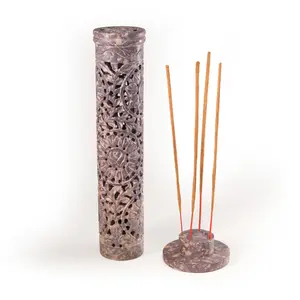 Incense Burner - Soapstone Tower Rose Vine Jali