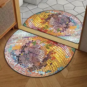 Bedroom Disco Ball Bedside   Cloud-Soft Half-Moon Carpet, Non-Slip Plush Mat, Instant Renters’ Glow-Up, 50x80cm