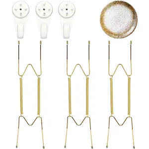 Plate Hangers for The Wall, Suitable for 10-12 Inch Wall Plate Hangers for Display 3 Pack Stainless Steel Invisible with Invisible Nails Plate Hangers for Displaying Plates Decorative()