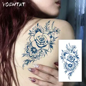 Juice Ink Lasting Waterproof Temporary Tattoo Sticker Henna Rose Sunflower Flower Leaves Small Fresh Pattern Genipin Herbal Fake Tatoo Body Art Semi Permanent Tatto Men Women