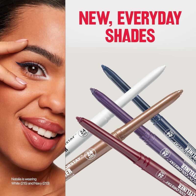 REVLON ColorStay Pencil Waterproof Eyeliner 213 Navy 0.01 oz Full Coverage Smudge-Proof Eye Makeup with Built-In Sharpener for All Skin Types