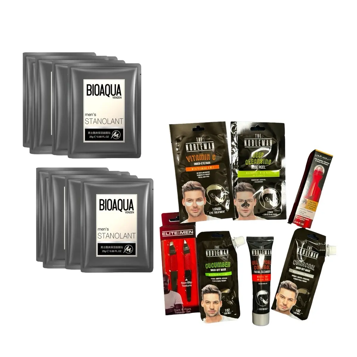 Men's Ultimate 17-Piece Skincare Set with Comfort and Skin Repair! Bioaqua+The Noble man+Elite For Men-Moisturizer-Mask