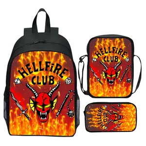 Boy Girls Backpack with Lunch Box 3 in 1 Set Kids Backpack for Preschool Kindergarten Elementary School Backpack Travel Bag for Men & Women Stranger Things Backpack for School