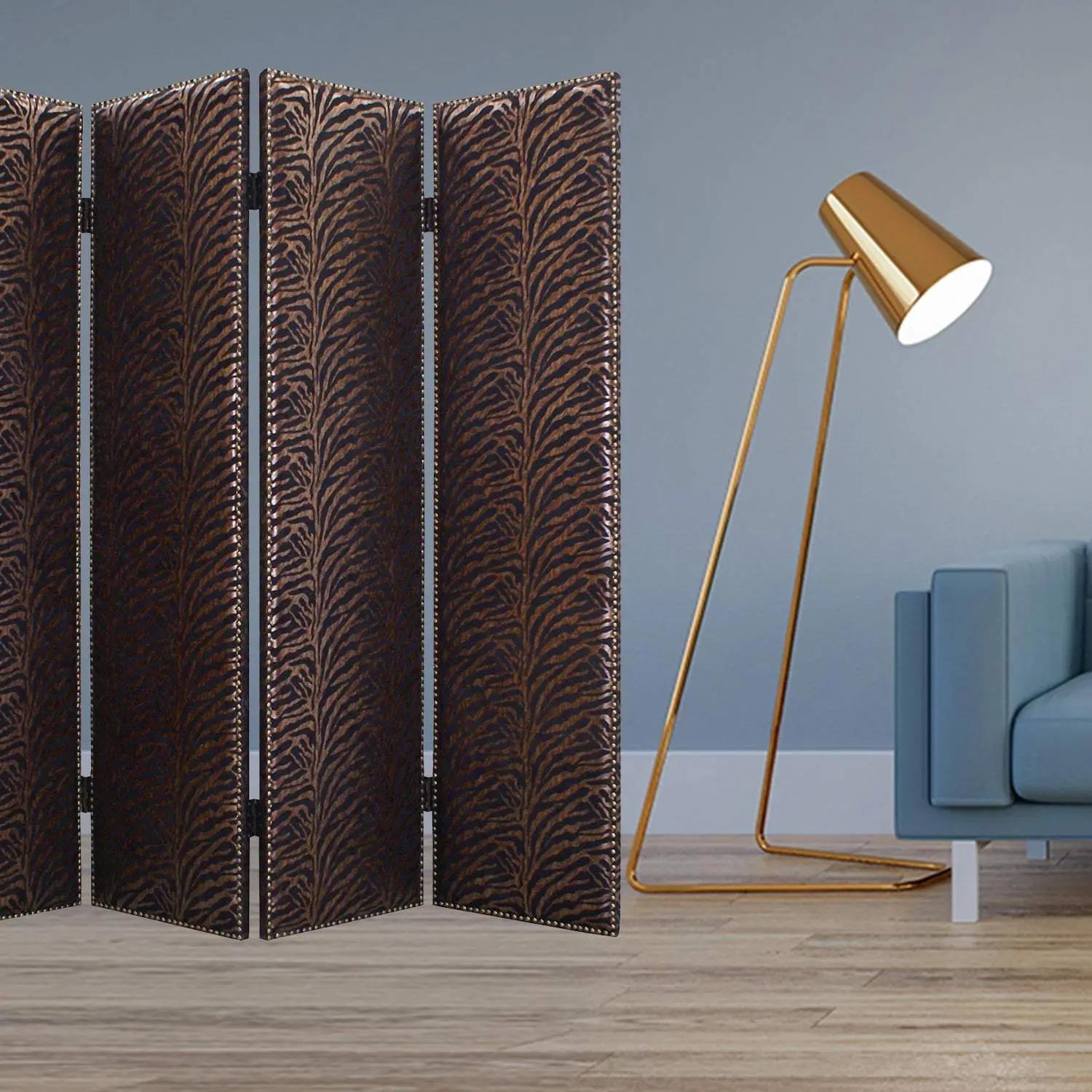 Bronze Wood & Fabric Room Divider Bronze Wood & Fabric Room Divider
