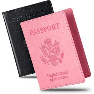 2 Pcs Passport holders，Ultra Slim passport wallet，PU Leather Passport Cover for Women and Men