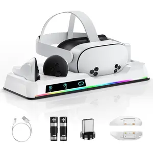 Dock for Oculus Quest 3/3S,  VR Charger with 2 Rechargeable  for Oculus Quest 3S/3 Accessories, VR Headset & Charger Controller Supports LED