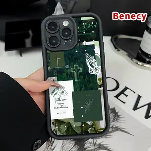 Compatible for iPhone 16 15 Pro Max Plus 14 13 12 11 X XR E Dark Pine Green Christian Aesthetic Rugged Durable shockproof Anti-Scratch soft Silicone case