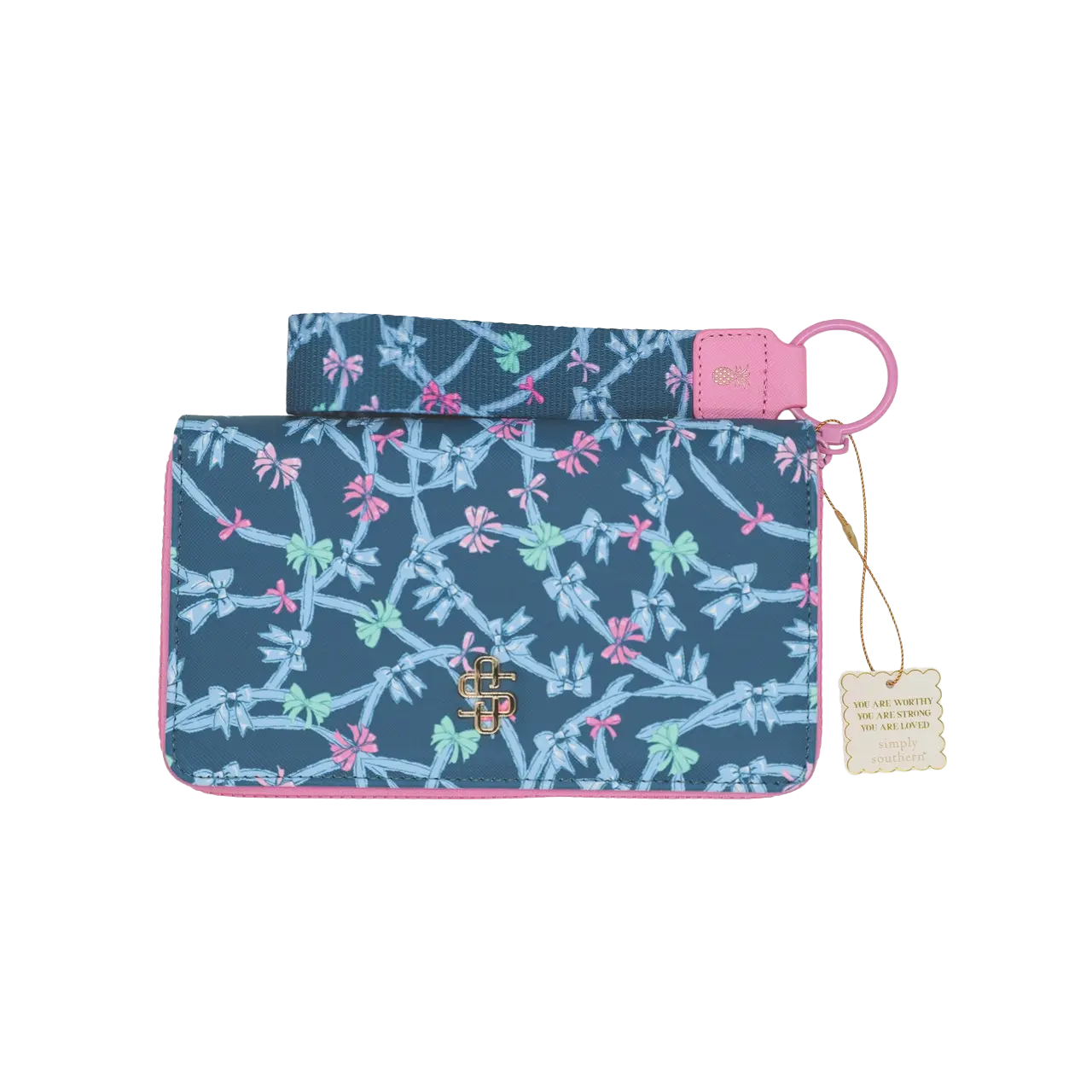 Simply Southern Blue & Pastel Ribbons Phone Wallet / Wristlet 0225-BAG-WLT-RBBN