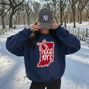 Indiana Hoosiers Shirt - IU Hoosiers Sweatshirt - Indiana State Pride Shirt - Gameday Apparel - Cute Coquette Bow Indiana Tee