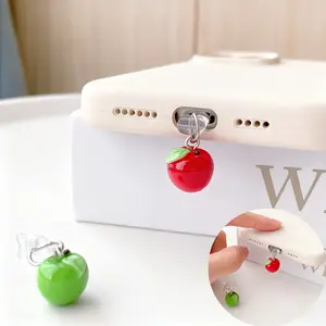 2 PCS Mini Apple Phone Dust Plugs, Design, Compatible with iPhone Models, Durable & Stylish Accessory, Cell Phone Charm