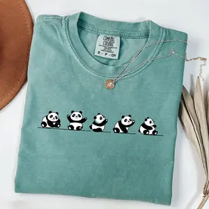 Comfort Colors Cute Panda T-Shirt, Adorable Bear Graphic Tee, Animal Lover Gift TShirt, Soft Vintage Style Unisex Top, Gift For Her
