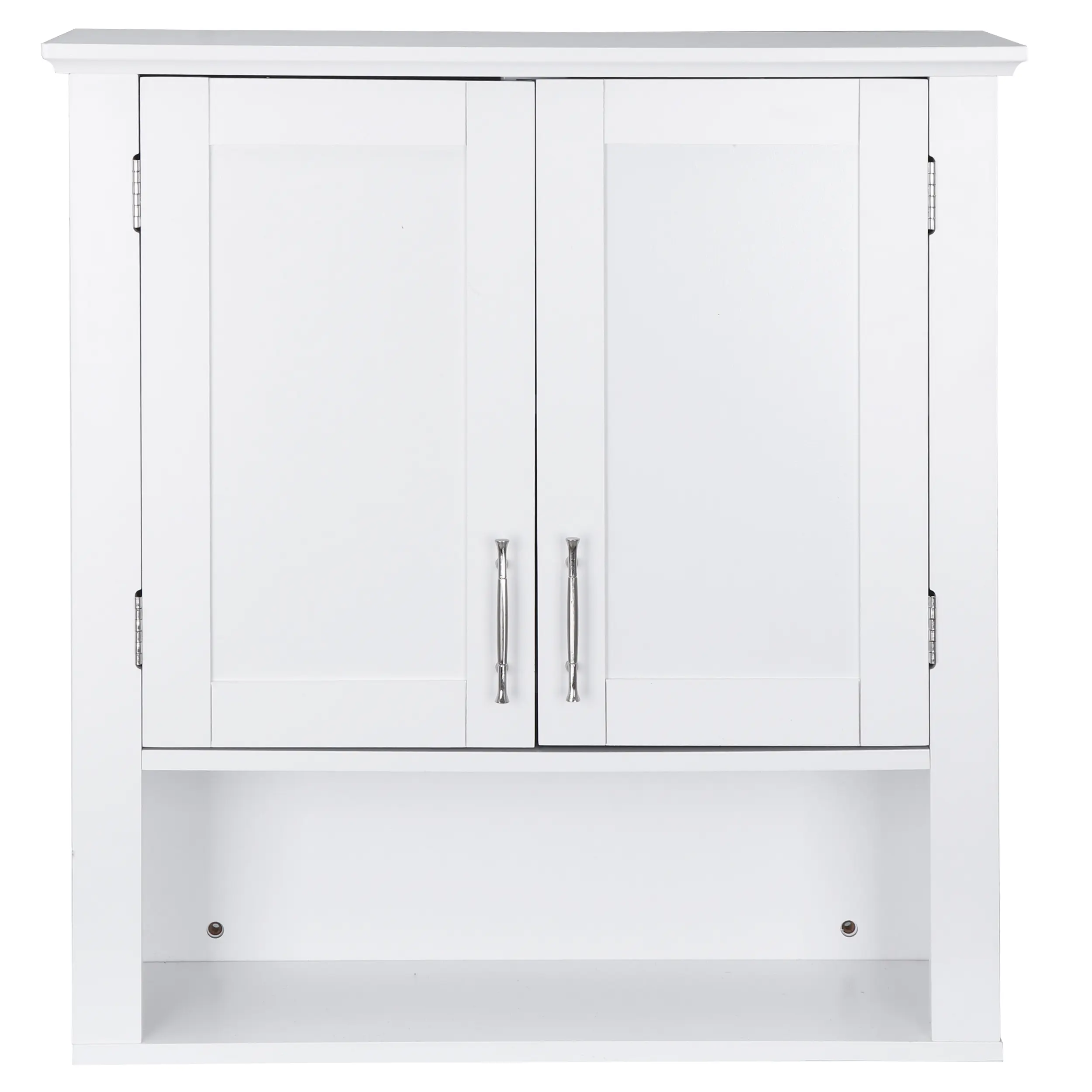 Segawe White Waterproof Wall-Mount Bathroom Cabinet - Double Doors, 3 Organizer Shelves, Clean Look, Quick Setup, Space-Saving, 58x20x61cm Modern Home Furniture for Bath Storage, Wall Hanging, Durable MDF for Daily Use, Built to Handle Humidity, One Piece
