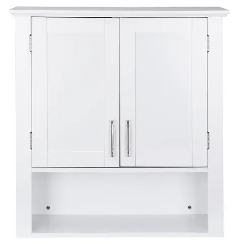 Segawe White Waterproof Wall-Mount Bathroom Cabinet - Double Lockable Doors, 3 Shelf Zones, Compact Design, Durable MDF, Moisture-Resist, Quick Simple Assembly, 58x20x61cm Bath Storage Solutions Multi-Function Organizer Furniture