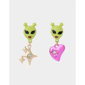 Betsey Johnson ALIEN MISMATCH DROP EARRINGS MULTI