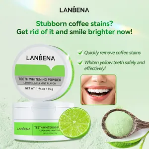 LANBENA Lemon-Lime Teeth Whitening Powder-Deeply removes stains, brightens teeth, and freshens breath，Content 30g- Oral，Whitening