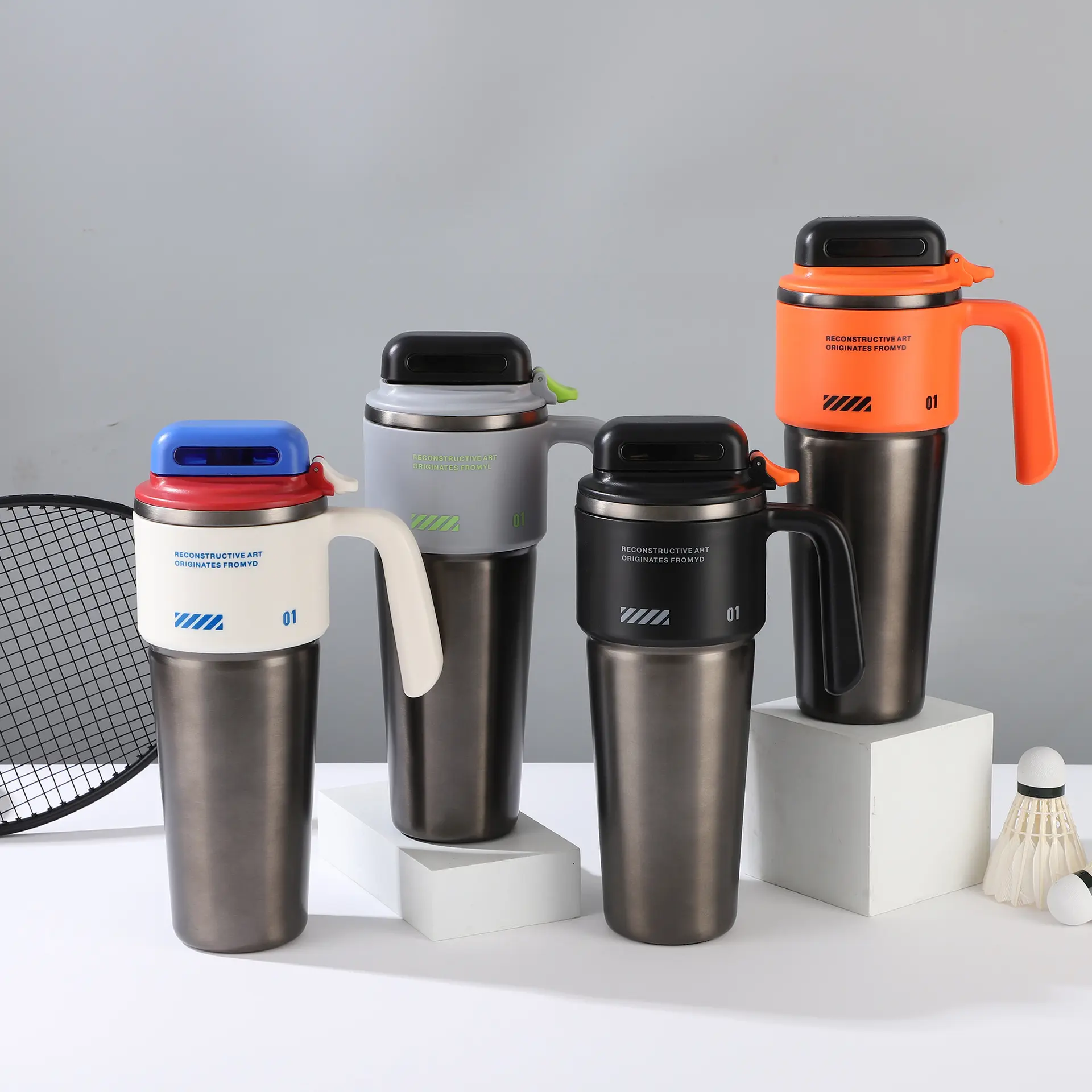 Glacier Code-White 1000ml (34Oz) Insulated Vacuum Flask, 304 Stainless Steel Liner Leakproof Portable Tumbler with Straw Cap, Handles, Matte Lid, Heat Resistance for Office & Outdoor Use, Water Bottles, Stainless Steel Insulated Vacuum Flasks