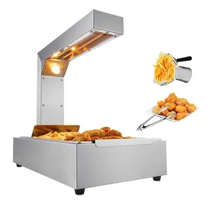 VEVOR French Fry Food Warmer,  750W Commercial Food Heating Lamp, Electric Stainless Steel Warming Light Dump Station, Countertop 104-122°F Fries Food Warmer for Chip Buffet Kitchen Restaurant, Silver