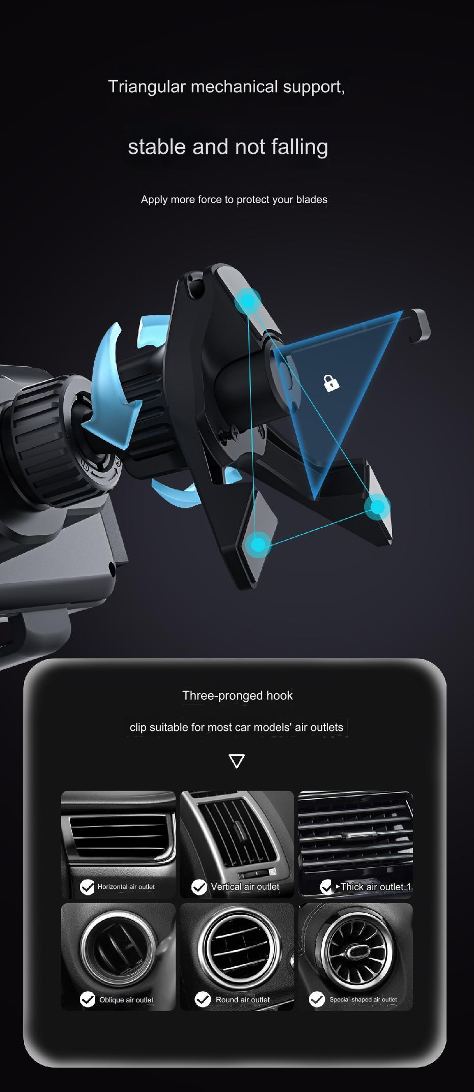 Car Vehicle Automatic phone holder, Phone Holder Car Gadgets for SmartphoneMount 15W wireless charger Phone Charging , 90-degree rotation, installed on car air center console, suitable for 6-7.2-inch mobile phones