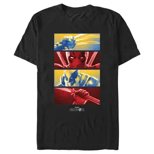 Men's Marvel: Deadpool & Wolverine Red and Yellow Action Panels T-Shirt