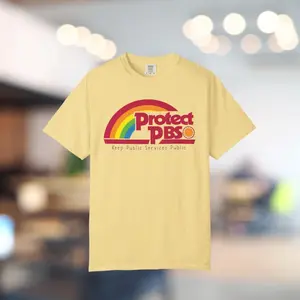Protect PBS Rainbow Unisex T-Shirt, Comfort Colors PBS Shirt, Political Protest Tee, Save Public Broadcasting, Anti Trump Shirt