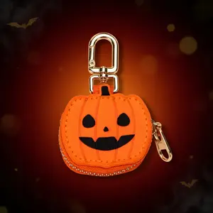 Cute Halloween Pumpkin Spider Keychain Coin Purse Trick or Treat Bag Backpack Car Key Charm